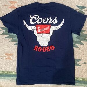 Coors Banquet Rodeo Navy blue t shirt western cowboy cow skull